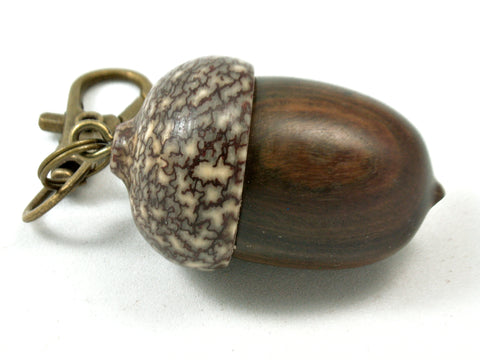 LV-4034 True Lignum Vitae & Betelnut Acorn Box, Pill Holder, Compartment Pendant-SCREW CAP