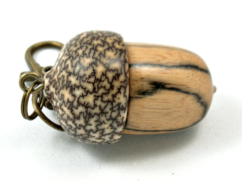 LV-4035 Black & White Ebony & Betelnut Acorn Pendant, Bag Charm, Secret Compartment-SCREW CAP