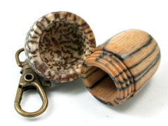 LV-4035 Black & White Ebony & Betelnut Acorn Pendant, Bag Charm, Secret Compartment-SCREW CAP