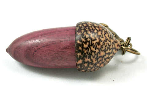 LV-4036  Purpleheart & Betelnut  Acorn Box, Pill Holder, Compartment Pendant-SCREW CAP