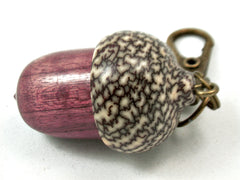 LV-4037 Purpleheart & Betelnut  Acorn Box, Pill Holder, Compartment Pendant-SCREW CAP