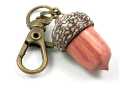 LV-4039  Tulipwood & Betelnut  Acorn Box, Pill Holder, Compartment Pendant-SCREW CAP