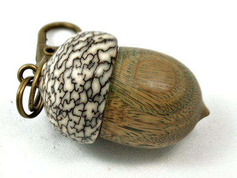LV-4044 Verawood & Betelnut Acorn Pendant Box,Bag Charm, Keychain-SCREW CAP