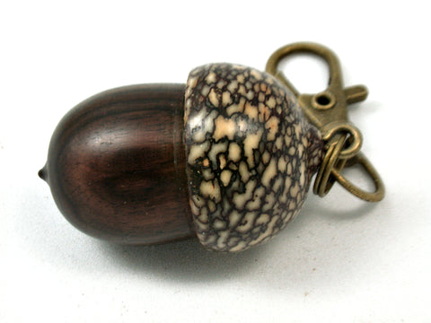 LV-4046  Mun Ebony & Betelnut Acorn Box, Pill Holder, Compartment Pendant-SCREW CAP