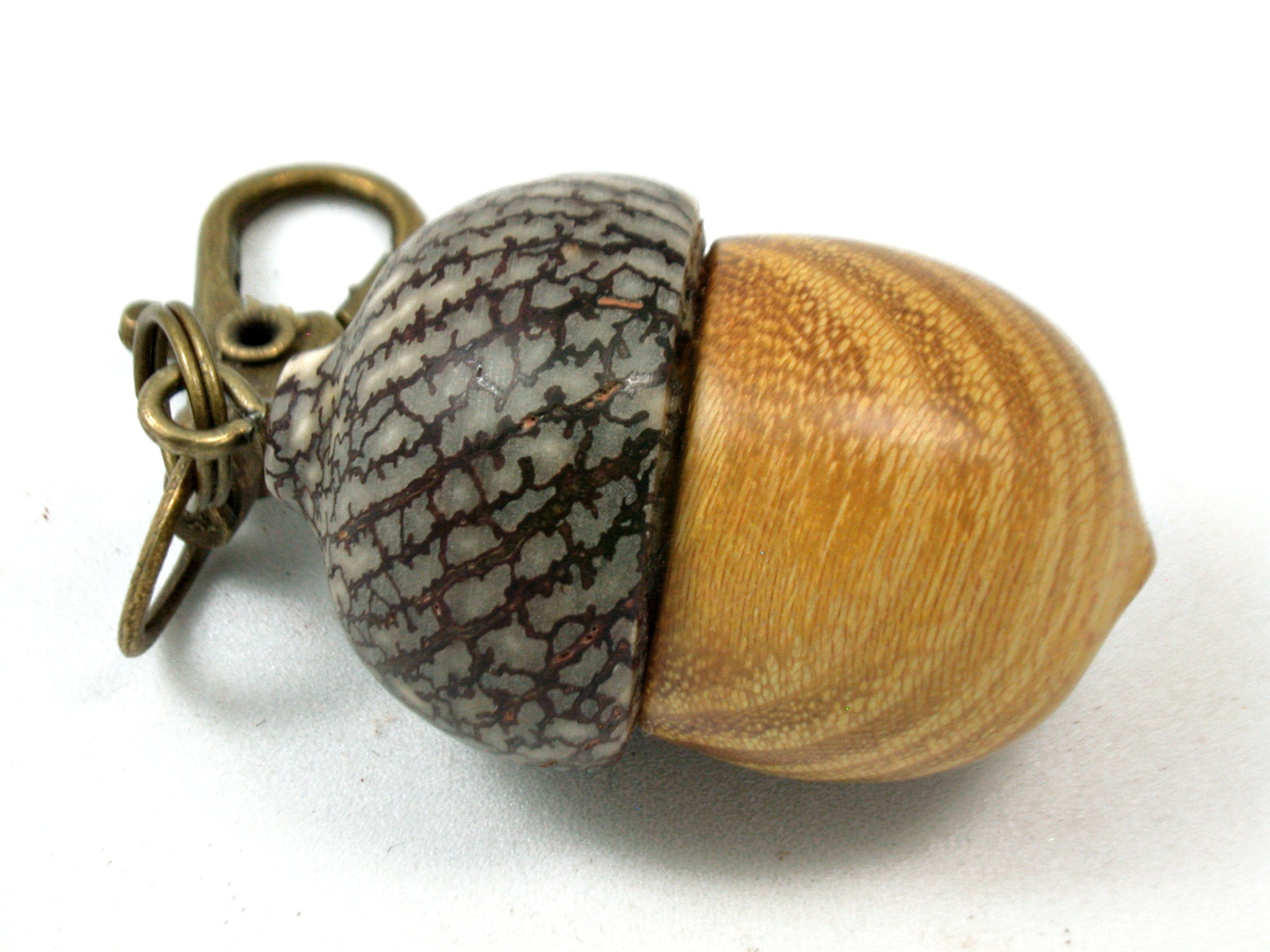 LV-4057  Osage Orange & Betel Nut Acorn Pendant Box, Keychain, Pill Fob-SCREW CAP