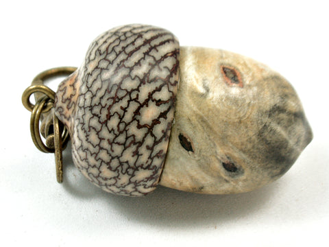 LV-4083  Buckeye Burl & Betelnut Acorn Pendant Box, Charm, Pill Holder-SCREW CAP