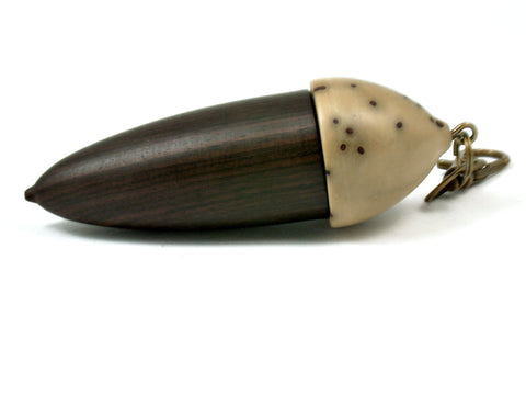 LV-4093 Mun Ebony & Raffia Palm Nut Acorn Pendant Box, Needlecase, Pill Holder-SCREW CAP