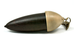 LV-4093 Mun Ebony & Raffia Palm Nut Acorn Pendant Box, Needlecase, Pill Holder-SCREW CAP