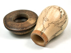 LV-4110  Spalted Tamarind & Live Oak Wooden Mushroom Secret Compartment, Gift Box, Jewelry Box-THREADED