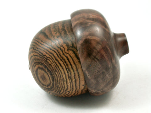 LV-4112  Bocote & Black Walnut Burl Acorn Jewelry Box, Pill Box, Secret Compartment-SCREW CAP