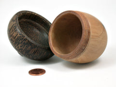 LV-4115 Hawaiian Sandalwood & Black Palm Acorn Wooden Box, Keepsake, Jewelry Box-SCREW CAP