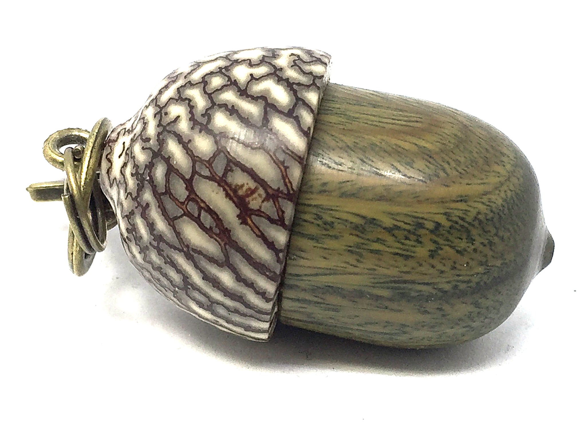 LV-4138 Verawood & Betelnut Acorn Box, Pill Holder, Compartment Pendant-SCREW CAP