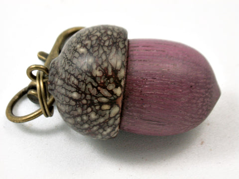 LV-4150  Purpleheart & Betelnut  Acorn Box, Pill Holder, Compartment Pendant-SCREW CAP