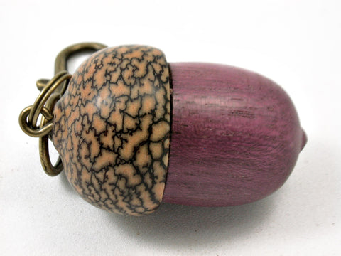 LV-4151  Purpleheart & Betelnut  Acorn Box, Pill Holder, Compartment Pendant-SCREW CAP