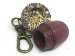 LV-4317  Purpleheart & Betelnut Acorn Box, Pill Holder, Compartment Pendant-SCREW CAP