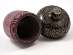 LV-4159 Purpleheart & Black Palm Acorn Treasure Box, Keepsake, Jewelry Box-SCREW CAP