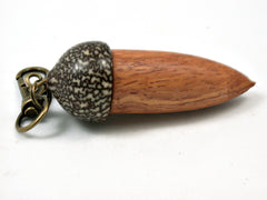 LV-4174 Afzelia & Betelnut Hand Turned Wooden Acorn Pill Box, Keepsake-SCREW CAP