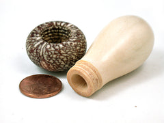 LV-4178 Holly & Betelnut Threaded Mushroom Needle Case, Pill, Jewelry Box-SCREW CAP