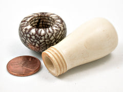 LV-4179 Holly & Betelnut Threaded Mushroom Needle Case, Pill, Jewelry Box-SCREW CAP