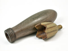 LV-4197  Blue Mahoe & Verawood Eggplant Threaded  Box, Needle Case-SCREW CAP