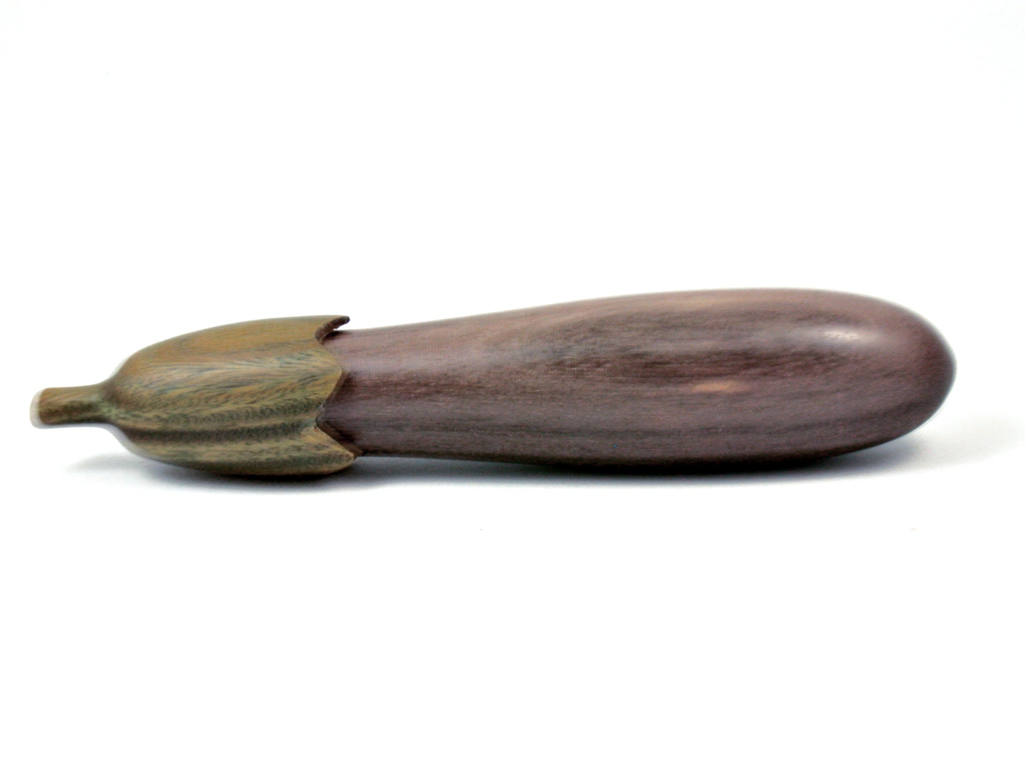 LV-4198  Blue Mahoe & Verawood Eggplant Threaded  Box, Needle Case-SCREW CAP