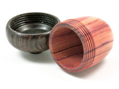 LV-4212 Tulipwood & Black Chacate Acorn Jewelry Box, Pill Box, Trinket Box-SCREW CAP