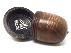 LV-4220 Curly Koa & Black Palm Acorn Jewelry, Ring Box, Pill Box, Gift Box-SCREW CAP