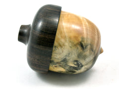 LV-4226 Buckeye Burl & Burmese Blackwood Acorn Pill Box, Pendant Box-SCREW CAP