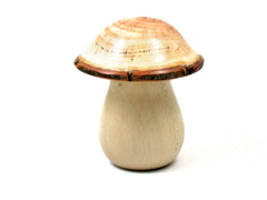 LV-4228  Holly & Golden Rain Wooden Mushroom Keepsake Box, Pill, Jewelry Box-SCREW CAP