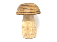 LV-4236 Zebrawood & Birdseye Maple Wooden Mushroom Keepsake Box, Pill, Jewelry Box-SCREW CAP