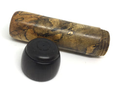 LV-4255 Spalted Tamarind & Ebony Slim Box, Pill Holder, Needle Case-SCREW CAP