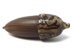 LV-4263 True Lignum Vitae & Raffia Palm Nut Acorn Box, Pill Holder, Secret Compartment-SCREW CAP