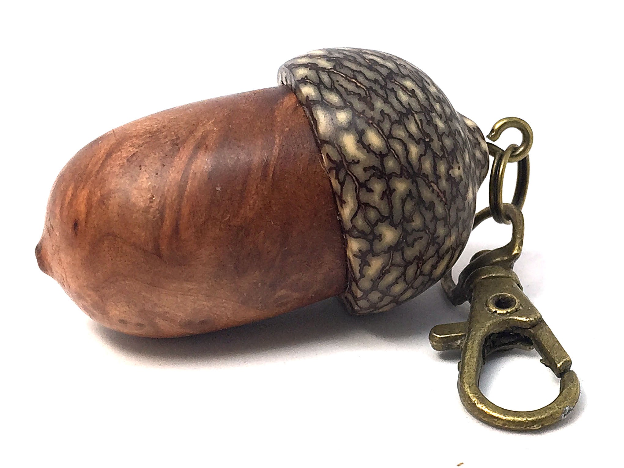 LV-4265 Redwood Burl & Betel Nut Acorn Pendant Box, Charm, Pill Holder-SCREW CAP