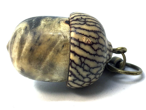 LV-4277 Buckeye Burl (Aesculus californica) with Betelnut (Areca catechu) cap Acorn Pendant Box, Pill Fob -SCREW CAP