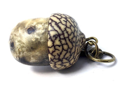 LV-4277 Buckeye Burl (Aesculus californica) with Betelnut (Areca catechu) cap Acorn Pendant Box, Pill Fob -SCREW CAP