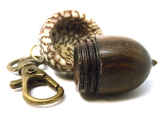 LV-4280  Suriname Ironwood & Betelnut Acorn Pendant Box, Charm, Pill Holder-SCREW CAP