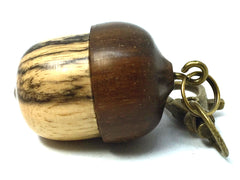 LV-4296 Black & White Ebony & Suriname Ironwood Acorn Pendant, Bag Charm, Secret Compartment-SCREW CAP