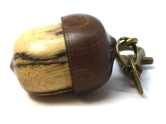 LV-4296 Black & White Ebony & Suriname Ironwood Acorn Pendant, Bag Charm, Secret Compartment-SCREW CAP