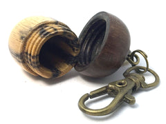 LV-4296 Black & White Ebony & Suriname Ironwood Acorn Pendant, Bag Charm, Secret Compartment-SCREW CAP