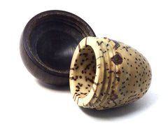 LV-4320 Yollilo Palm Nut with Leadwood  cap Acorn Engagement Ring Box, Pill Box, Trinket Box-SCREW CAP