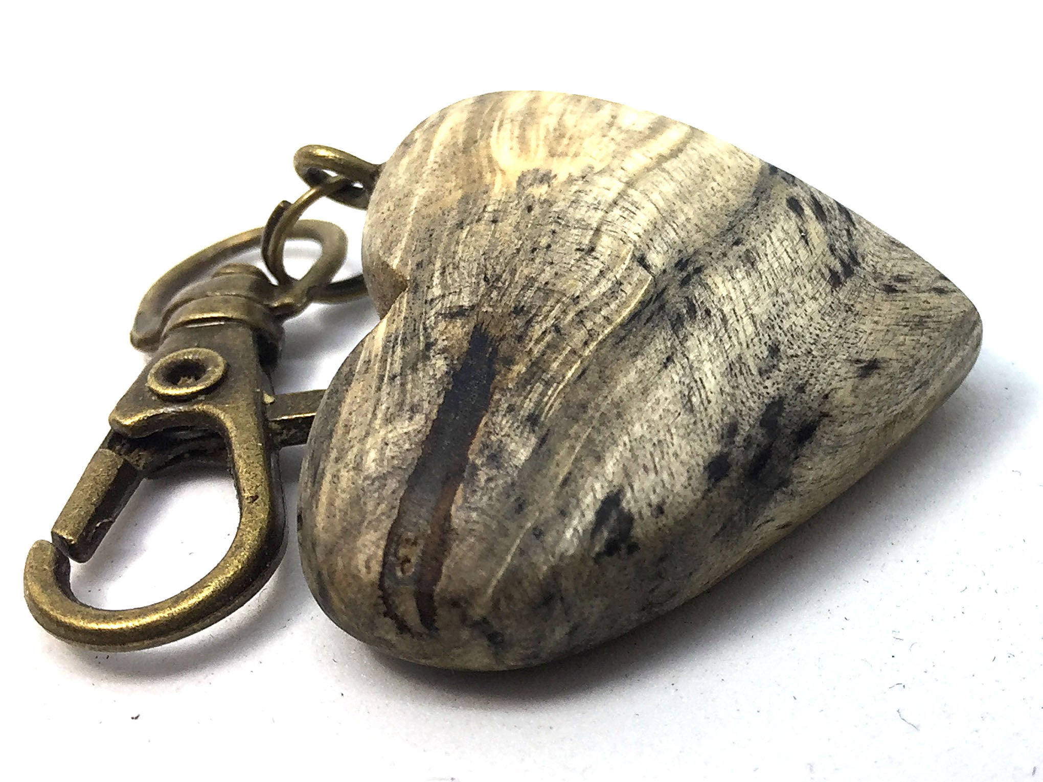 LV-4329 California Buckeye Burl Wooden Heart Shaped Charm, Keychain, Unique Hand Made