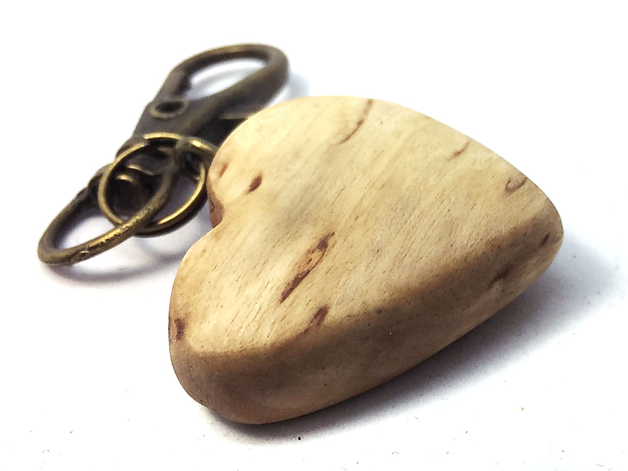 LV-4330 Masur Birch Wooden Heart Shaped Charm, Keychain, Wedding Favor-HAND CARVED