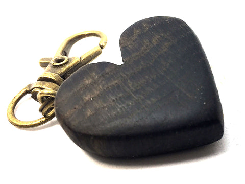 LV-4332 English Bog Oak Wooden Heart Charm, Keychain, Wedding, Anniversary Gift-Hand Made