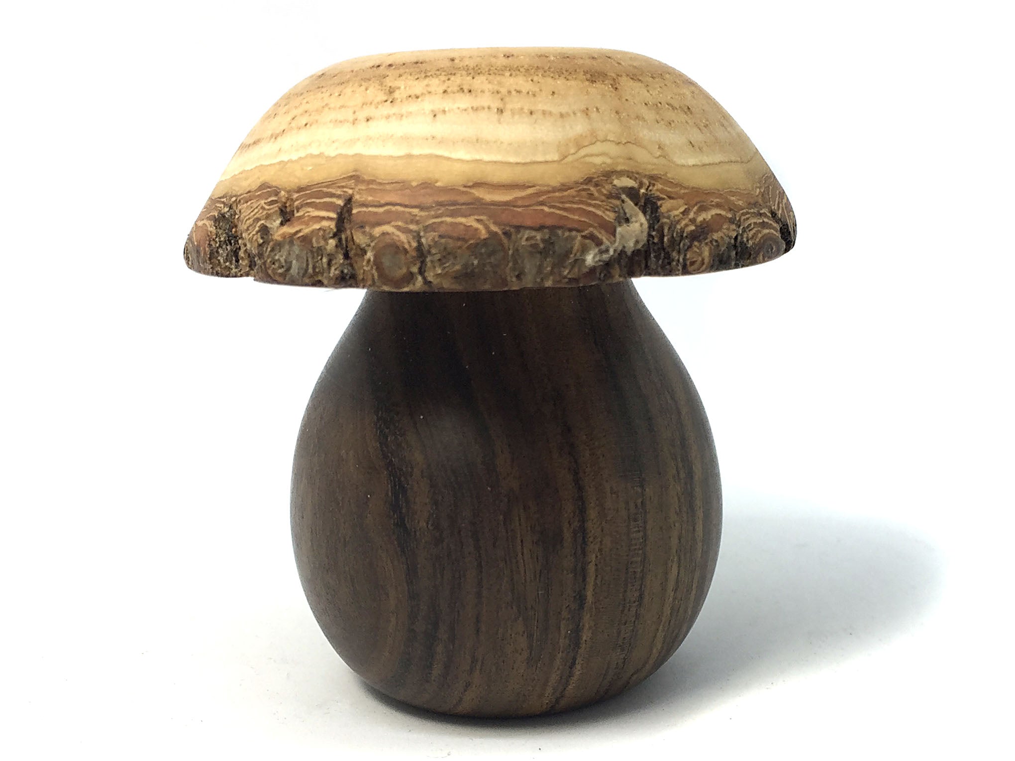 LV-4336  Black Chacate & Golden Rain Wooden Mushroom Keepsake Box, Pill, Jewelry Box-THREADED
