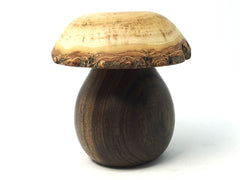 LV-4336  Black Chacate & Golden Rain Wooden Mushroom Keepsake Box, Pill, Jewelry Box-THREADED