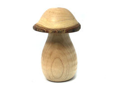 LV-4338  Golden Rain Tree cap with Curly Maple stalk Wooden Mushroom Keepsake Box, Pill, Jewelry Box-SCREW CAP