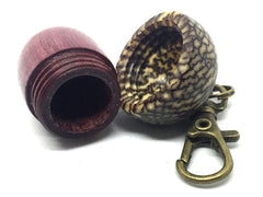 LV-4342 Purpleheart & Betelnut Acorn Box, Pill Holder, Compartment Pendant-SCREW CAP