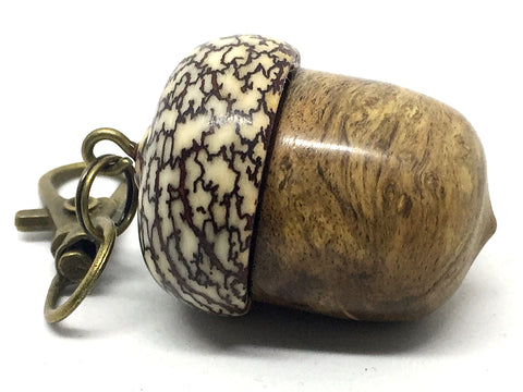 LV-4343  Pollyanna Burl & Betel Nut Acorn Pendant Box, Charm, Pill Holder-SCREW CAP