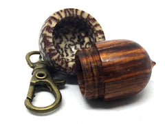 LV-4345 Cocobolo & Yollilo Palm Nut Acorn Pendant Box, Pill Fob, Secret Compartment-SCREW CAP