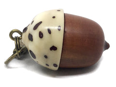 LV-4346 Manzanita & Raffia Palm Nut Acorn Pendant Box, Charm, Pill Holder-SCREW CAP